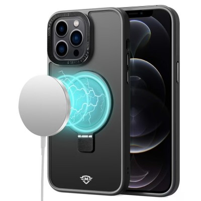 For iPhone 12/Pro (6.1 Only) Multiple Card Holder Kickstand Hybrid Case Cover - Black