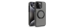 For iPhone 12 Pro (Camera Punch) Carbon Fiber Design Fused Magnetic Ring Stand Case Cover - Black