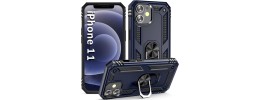 For iPhone 12 Pro (Camera Punch) Electroplated Card Holder High Quality Hybrid Case Cover - Blue