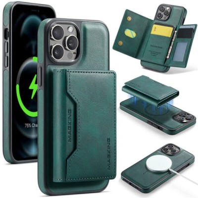 For iPhone 12 Pro (Camera Punch) Electroplated Card Holder High Quality Hybrid Case Cover - Midnight Green
