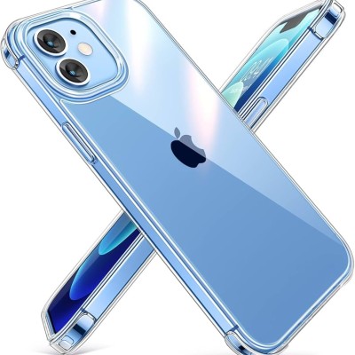 For iPhone 12 Pro (Camera Punch) Gold Plated Chrome Transparent Clear Thick TPU Case Cover - Blue