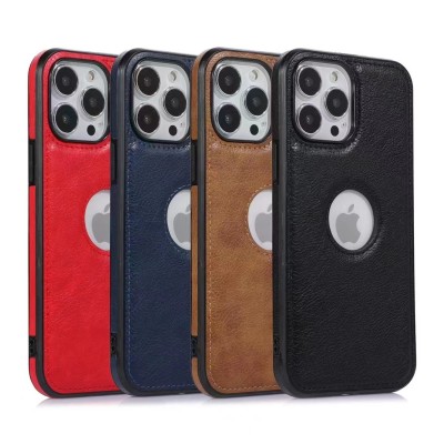 For iPhone 12 Pro (Camera Punch) HIP Design Stick On Leather Hybrid Case Cover - G