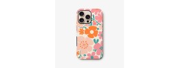 For iPhone 12 Pro (Camera Punch) HOLI Colorful Epoxy Glitter Hybrid TPU Case Cover - Orange Floral