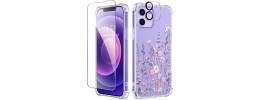 For iPhone 12 Pro (Camera Punch) HOLI Colorful Epoxy Glitter Hybrid TPU Case Cover - Pink Floral