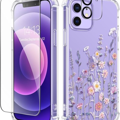 For iPhone 12 Pro (Camera Punch) HOLI Colorful Epoxy Glitter Hybrid TPU Case Cover - Pink Floral