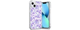 For iPhone 12 Pro (Camera Punch) HOLI Colorful Epoxy Glitter Hybrid TPU Case Cover - Purple Floral