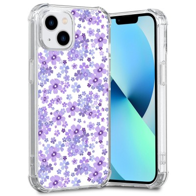 For iPhone 12 Pro (Camera Punch) HOLI Colorful Epoxy Glitter Hybrid TPU Case Cover - Purple Floral