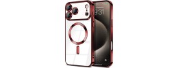 For iPhone 12 Pro (Camera Punch) Lavished Chromed Grid Design Thick TPU with Strap - Red