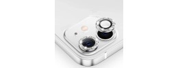 For iPhone 12 Pro (Camera Punch) Lavished Chromed Grid Design Thick TPU with Strap - White