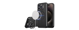 For iPhone 12 Pro (Camera Punch) Metal Kickstand Tough Magnetic Hybrid Case Cover - Black