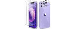 For iPhone 12 Pro (Camera Punch) Mirror on Silver Film Hybrid Case Cover - Purple
