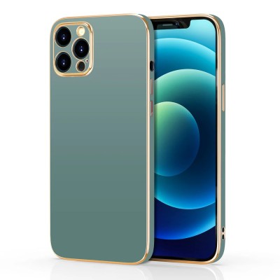 For iPhone 12 Pro (Camera Punch) (Pro Only) Electroplated Grid Diamond Lines TPU Case Cover - Green