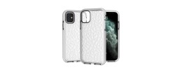 For iPhone 12 Pro (Camera Punch) (Pro Only) Electroplated Grid Diamond Lines TPU Case Cover - White