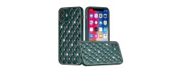 For iPhone 12 Pro (Camera Punch) Royal Electroplated Diamond Bling Premium Hybrid Case Cover - Midnight Green