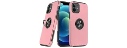 For iPhone 12 Pro Max 6.7 CHIEF Oil Painted Magnetic Ring Stand Hybrid Case Cover - Pink
