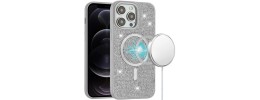 For iPhone 12 Pro Max 6.7 Diamond [Magnetic Circle] with CD Pattern Hybrid - White