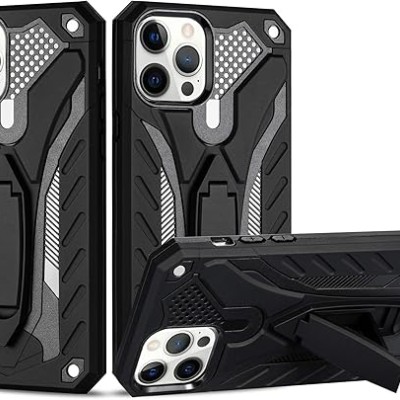 For iPhone 12 Pro Max 6.7 Sturdy Bracket Kickstand Magnetic Hybrid - Black