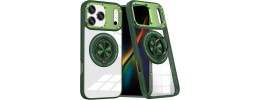 For iPhone 12 Pro Max 6.7 Aluminium Alloy Magnetic Ring Stand Hybrid Case Cover - Midnight Green