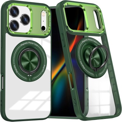For iPhone 12 Pro Max 6.7 Aluminium Alloy Magnetic Ring Stand Hybrid Case Cover - Midnight Green
