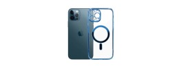 For iPhone 12 Pro Max 6.7 Carbonara IMD Design Hybrid Case Cover - Blue with Marble