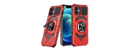 For iPhone 12 Pro Max 6.7 Core [Magnetic Circle] Colorful Buttons Thick 2mm Hybrid - Red