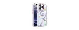 For iPhone 12 Pro Max 6.7 Design Quotation [Magnetic Circle] Transparent Shockproof Hybrid - Floral A