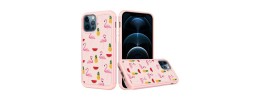 For iPhone 12 Pro Max 6.7 Design Slim Brushed Hybrid - Flamingo