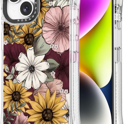 For iPhone 12 Pro Max 6.7 Floral Glitter Design Case Cover - Sunflower