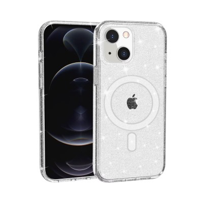 For iPhone 12 Pro Max 6.7 Glitter Ultra [Magnetic Circle] Thick 3mm Transparent Hybrid - Clear