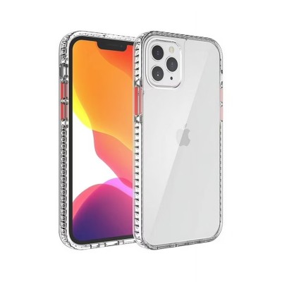 For iPhone 12 Pro Max 6.7 High Quality Sleek Bumper Transparent Shockproof Hybrid Case Cover - Red
