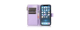For iPhone 12 Pro Max 6.7 Luxury Wallet Card ID Zipper Money Holder Case Cover - Lavender
