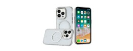 For iPhone 12 Pro Max 6.7 METKASE Magnetic Circle Ring Transparent Premium Acrylic Case Cover with Metal Buttons & Camera Raised Lip in Slide-Out Package - Clear