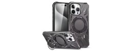 For iPhone 12 Pro Max 6.7 Magnetic Ring Stand Simplistic Tough Hybrid Case Cover - Black