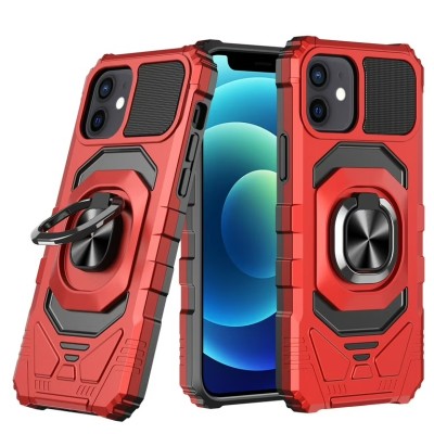 For iPhone 12 Pro Max 6.7 Magnetic RingStand Case Cover - Red