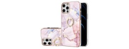 For iPhone 12 Pro Max 6.7 Marble Design Electroplated Edged Shockproof Cover Case - D