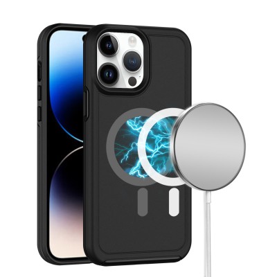 For iPhone 12 Pro Max 6.7 Rank [Magnetic Circle] Tough Strong Modern Fused Hybrid - Black