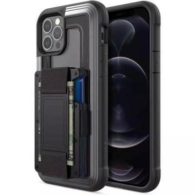 For iPhone 12 Pro Max 6.7 Retro Wallet Card Holder Case Cover - Gray
