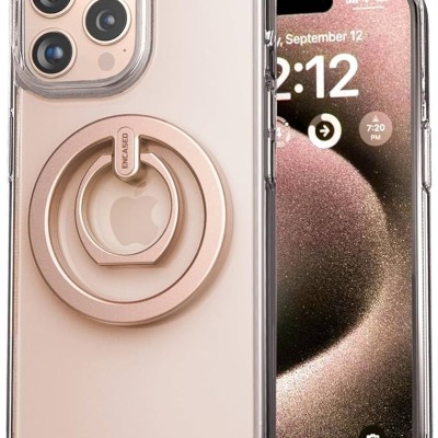 For iPhone 12 Pro Max 6.7 Ring Magnetic Kickstand Hybrid Case Cover - Rose Gold