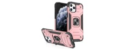 For iPhone 12 Pro Max 6.7 Robust Magnetic Kickstand Hybrid Case Cover - Rose Gold