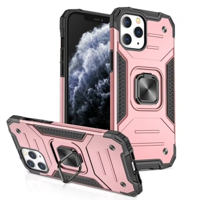 For iPhone 12 Pro Max 6.7 Robust Magnetic Kickstand Hybrid Case Cover - Rose Gold