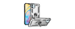 For iPhone 12 Pro Max 6.7 Rocker Kickstand Tough Shockproof Hybrid Case Cover - Silver