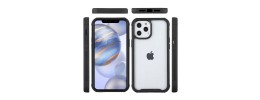For iPhone 12 Pro Max 6.7 Shatterproof Transparent Cross Stripes Design Thick TPU Case Cover - Clear