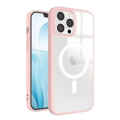 For iPhone 12 Pro Max 6.7 Strong Bumper Shockproof Transparent Case Cover - Clear/Hot Pink