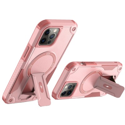 For iPhone 12 Pro Max 6.7 Sturdy Bracket Kickstand Magnetic Hybrid - Pink