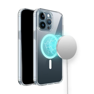 For iPhone 12 Pro Max 6.7 Thick Transparent [Magnetic Circle] Shockproof Hybrid - Clear