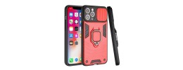 For iPhone 12 Pro Max 6.7 Travel Kickstand Clip Hybrid Case Cover - Red
