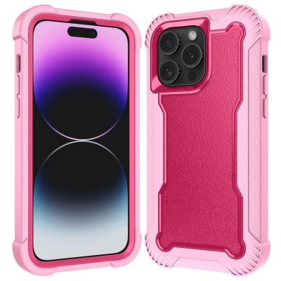 For iPhone 12 Pro Max 6.7 Tri Shield Tough Strong Hybrid Case Cover - Hot Pink