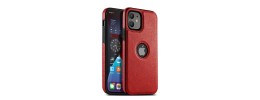 For iPhone 12 Pro Max 6.7 Trough Thick PU Leather Design Lines Case Cover - Checkered Design Red