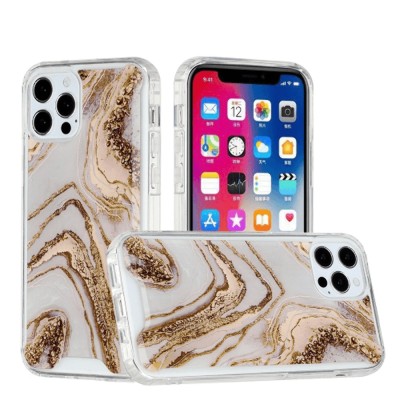 For iPhone 12 Pro Max 6.7 Vogue Epoxy Glitter Hybrid Case Cover - Stripes