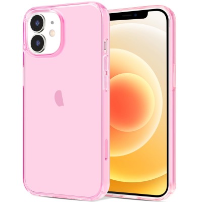 For iPhone 12 & iPhone 12 Pro 3in1 Two Tone Shockproof Transparent Hybrid Case - Clear + Pink
